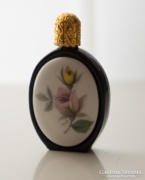Antik mini parfüm virágos porcelán rátétes üvegben