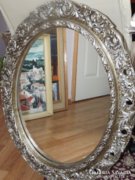 Antik kézzel faragott tükör, gyönyörű restaurált ezüstözött!