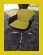 Design forgó fotel,karos szék,fa-bőr