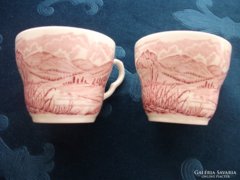2 db pink tájképes angol porcelán csésze