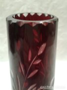 ANTIK,metszett,hántolt,üveg váza 23 cm