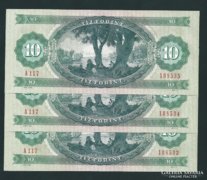 3 db 10 forint 1975 UNC sorszamkoveto