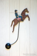 Antik mozgó fém ló és lovas egyensúlyozó játék 1920