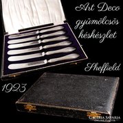 Art Deco ezüst gyümölcsös kések dobozukban - 1923 