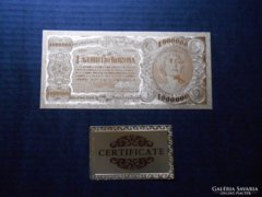 1923 egymillió korona 24 k aranyozott bankjegy certivel!