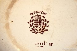 Koronás címeres budafoki zománcos tányér
