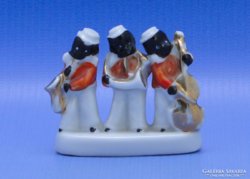 0B793 Régi háromalakos zenész porcelán miniatúra
