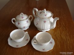 Zsolnay barokk apró virágmintás hiányos teáskészlet