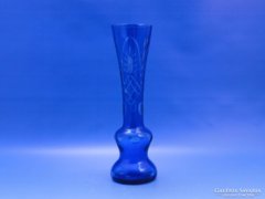 0B937 Kék színezett csiszolt üveg váza