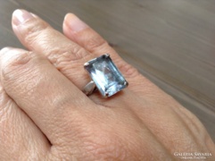 Régi ezüst gyűrű akvamarin kővel