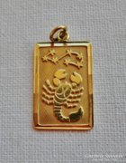 Gyönyörű régi horoszkópos skorpió arany medál