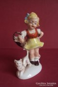 Eladó szép német porcelán cicás kislány Hibátlan, jelzett, k
