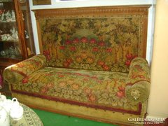 Antik, plüss huzatú ó-német kanapé