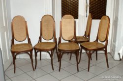 5db THONET stílusú szék, nádazás javítandó.
