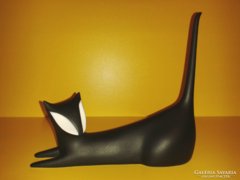 Royal Dux ritka Art Deco fekete macska cica