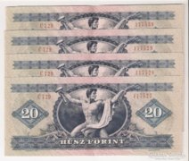1975 20 forint 4x S.K. Köteghajlott!!!