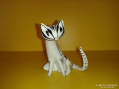 Ritka Hollóházi Art Deco kishibás macska cica