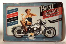 Best Garage motor, motoros lány fém tábla
