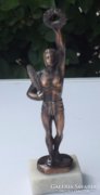 Régi bronz szobor márvány talpon 19,5 cm