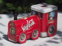 Coca-Cola fém tárolódoboz mozdony formájú