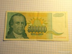 Jugoszláv  500 ezer dínár 1993 !! 