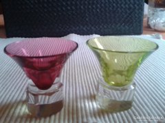 Antik likőrös pohár 2db színes 