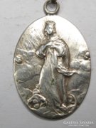 Antik ezüst Szűz Mária(?) medál
