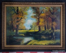Szép, nagyméretű festmény. Erdő patakkal.