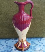Antik, majolika, szecessziós kancsó alakú váza