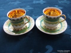 Haas&Czjzek-zöld-arany csésze +alátét-2db