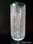 Heavy, thick-walled bell-bongo lip crystal or large Czech crystal vase