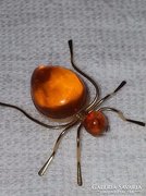 Antik bizsu mézborostyán bross pók!!!