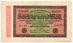 Németország 20 ezer német inflációs Márka, 1923
