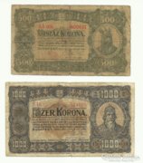 1923 500 korona és 1000 Korona olcsón+ Ingyen posta