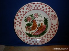 Antik festett hollóházi fali tányér