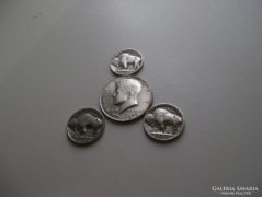 3 db ,,Indiánfejes,,5 cent 1936+Kennedy 1976!!!!