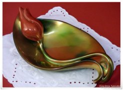 Zsolnay színes eozin tulipános asztalközép gyönyörű darab
