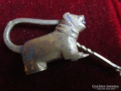 Régi kínai kutya forma müködő réz lakat kulcscsal
