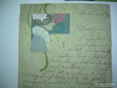 1903. Szecessziós levélpapír - megírt levéllel