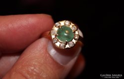 14K ArtDeco gyűrű smaragddal és brilliánsokkal