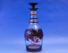 0C669 Antik szőlőfürtös pálinkás kínáló üveg