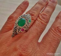 Nagyon szép smaragdköves ezüstgyűrű