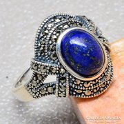 Markazit és lápisz lazuli köves ezüst gyűrű