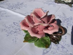 Régi porcelán rózsa gyertyatartó szépen kidolgozott.
