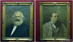 Marx és Engels olajfestmény 50-es évek