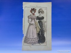 0C703 Antik színezett párizsi divat litográfia