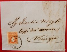 1860.Lombardia-Velence levél. 5 Soldis bélyeggel.
