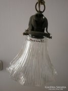 Szecessziós menyezeti függő lámpa hibátlan üveg búrával