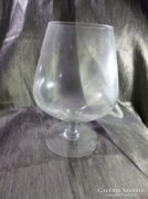 Hatalmas üveg talpas konyakos pohár, szobadísz 23 cm