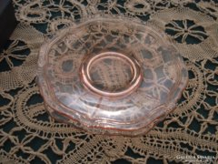 2 db Rózsaszín üveg antik tányér-15 cm